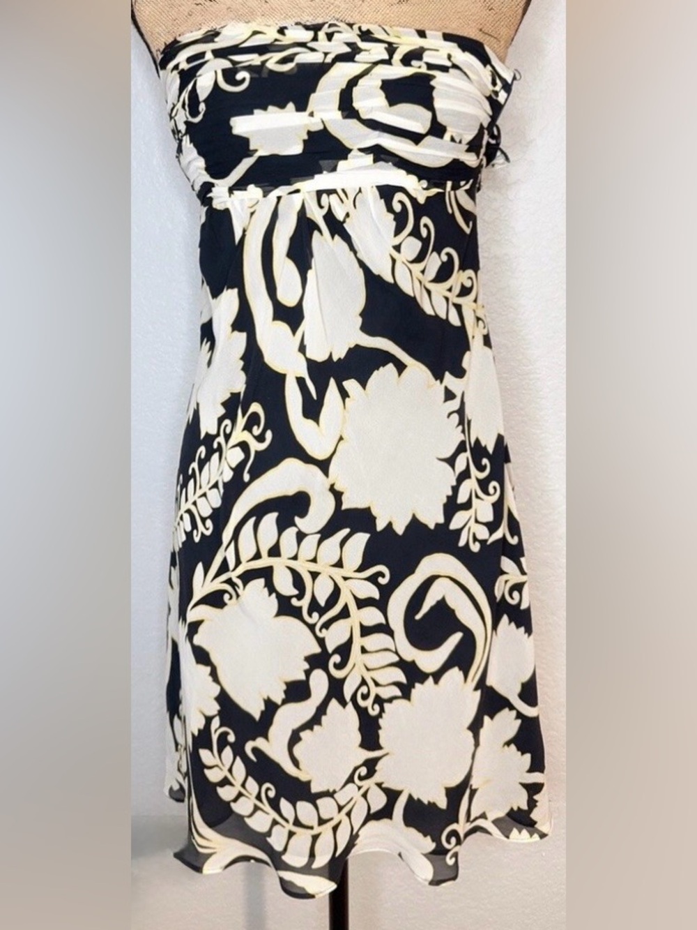 NWT Ann Taylor Strapless Floral Print Silk Dress Size 8